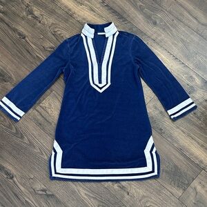 CABANA LIFE Navy & White Tunic Coverup Size Small with 50+ UPF Protection